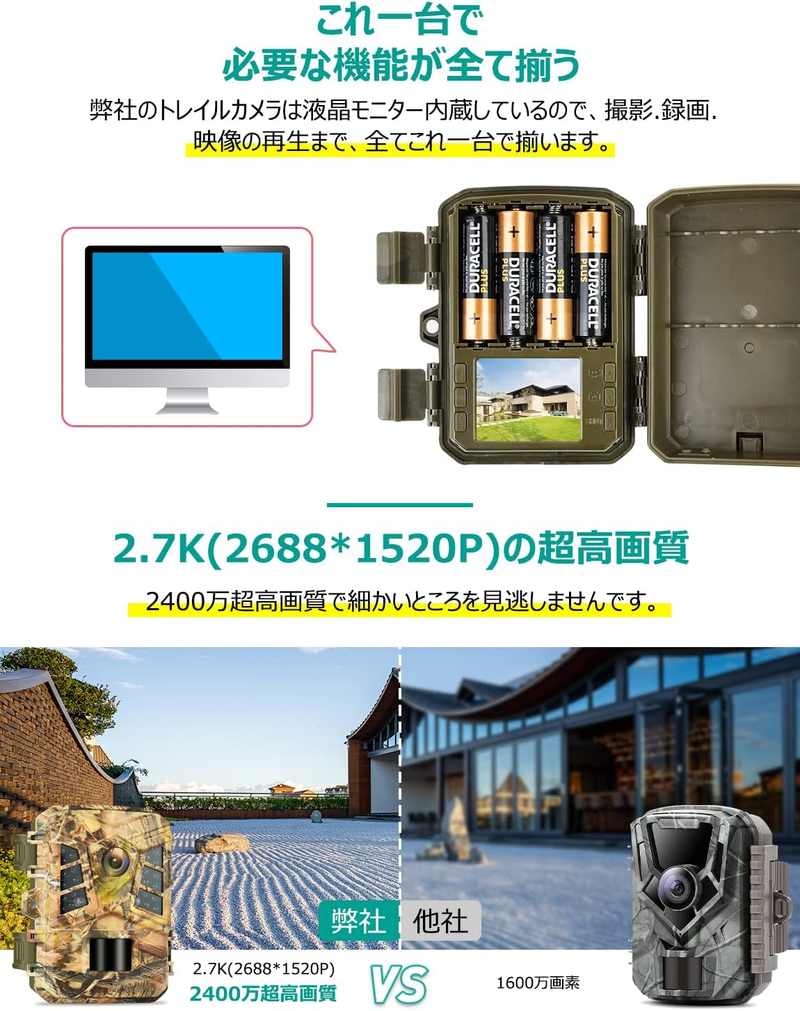 2台で！ 高画質 防犯カメラ 動体検知 監視 日本語説明(注) 32gb SD付 