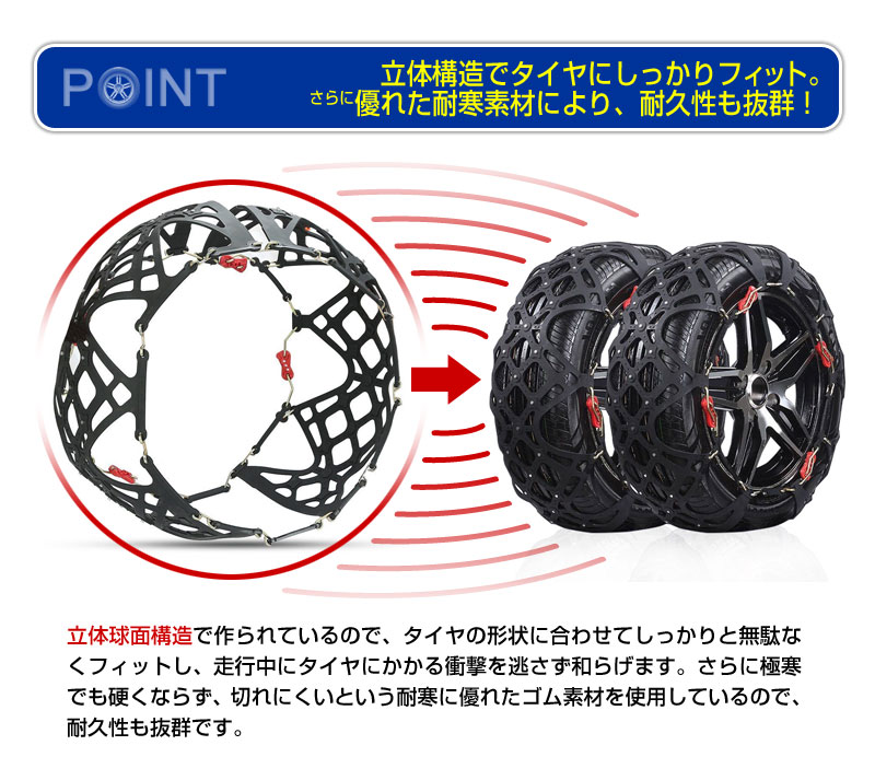 タイヤチェーン 非金属 緊急用 非金属タイヤチェーン スノーチェーン 取付動画付き ブラック